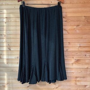 Laura Ashley Skirt A-Line Flutter Polka Dot Black White Medium Whimsigoth Witchy